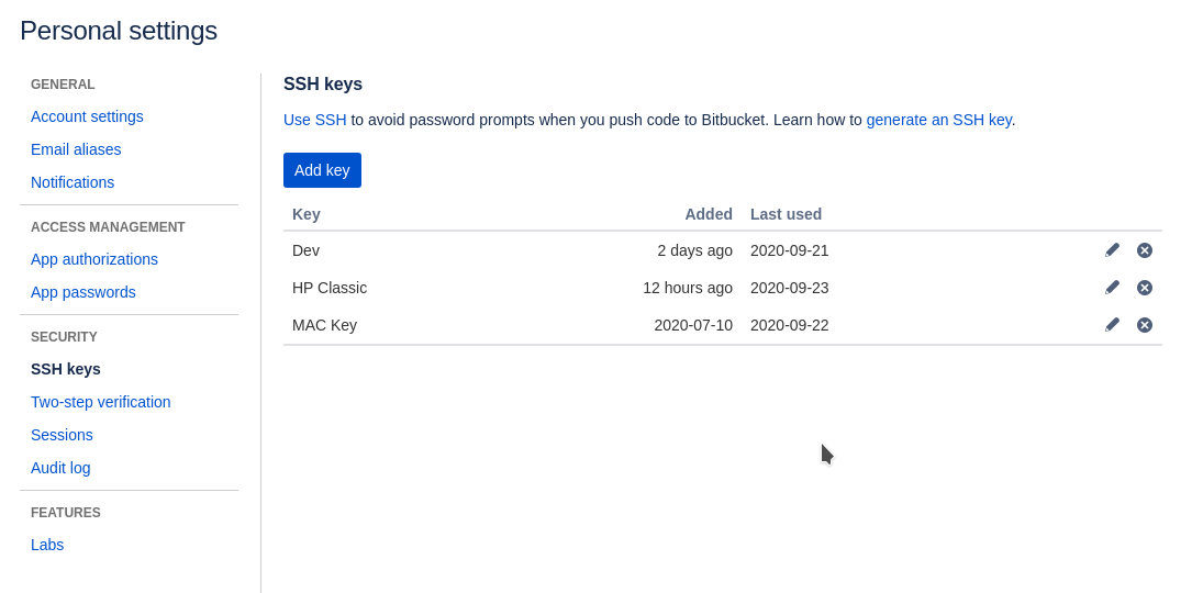 bitbucket ssh